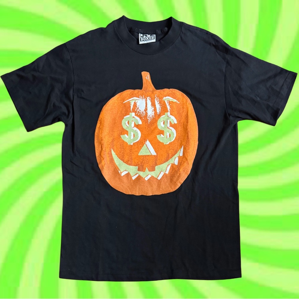 Vtg Single Stitch Joe Boxer Halloween T Shirt  Glow in the Dark Pumpkin 90s L